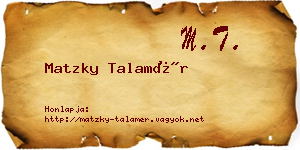 Matzky Talamér névjegykártya